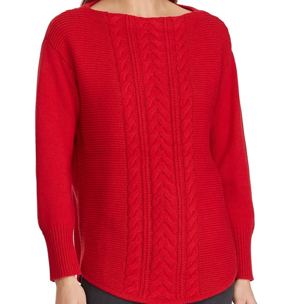 Chaps cableknit, chunky knit sweater, red XL holiday ready